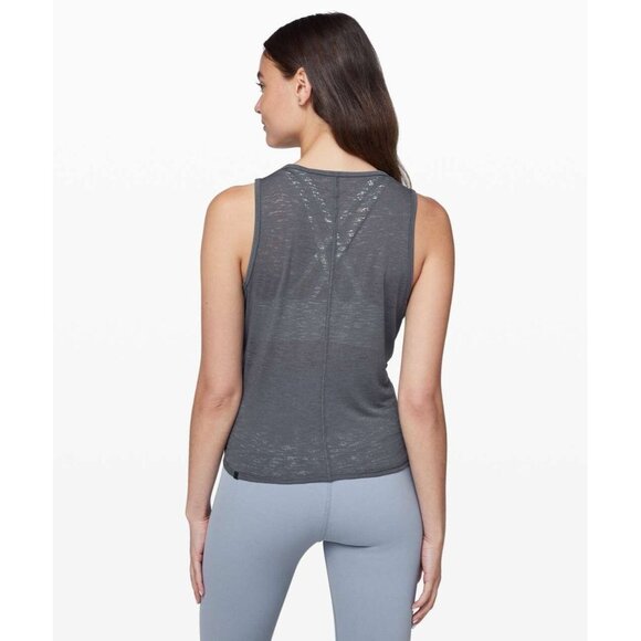 LULULEMON Breeze Through Nebula Grey Burnout Jersey Cropped Twist Tank, Size S - Picture 3 of 12